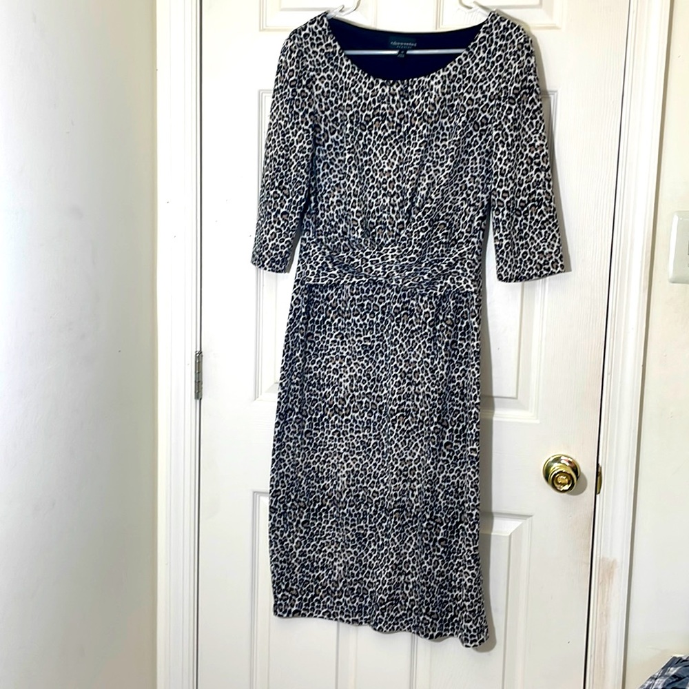 Women’s Animal Print Midi Dress Size 10 Black & Brown Pattern Dress
